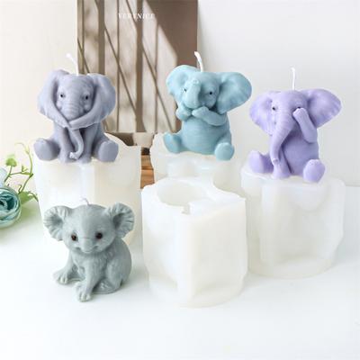 Liten Storlek Elefant Koala Djur Silikon Ljusform DIY Gipsform Tårta Bakverktyg Hem Bordsdekoration Hantverk