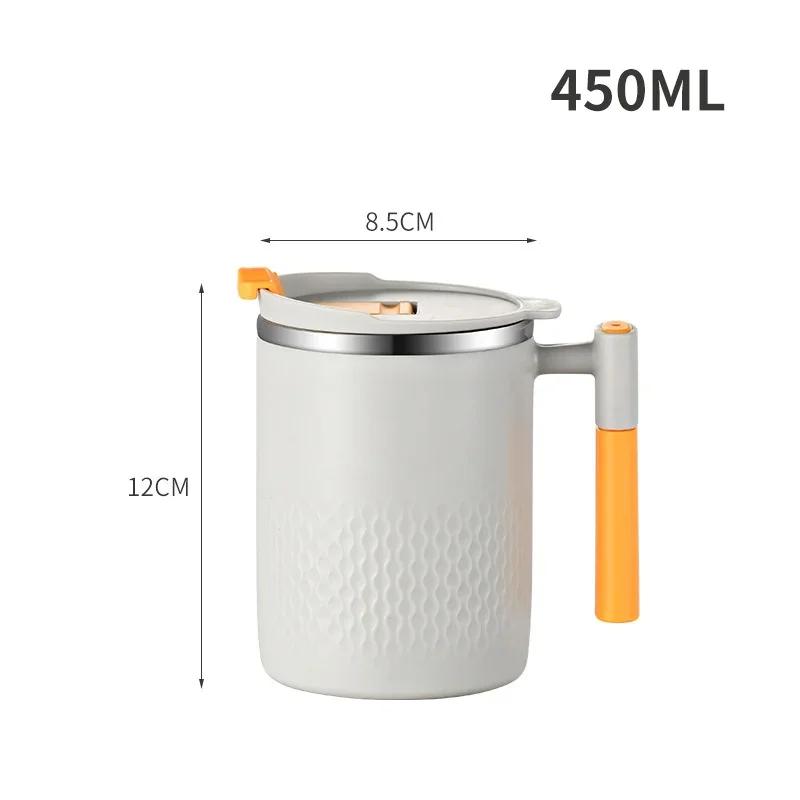 Portable Double-layer Anti-scalding Coffee Mug 304 Stainless Steel Water Cup with Handle and Cover Leak-proof Thermos Cups Mugs