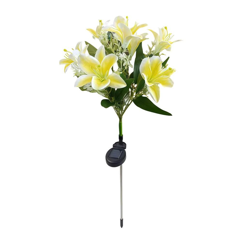 Solarbetriebene LED Outdoor Blumen Dekoration 7 Köpfe Simulationsblumenlampe Camping Dekor