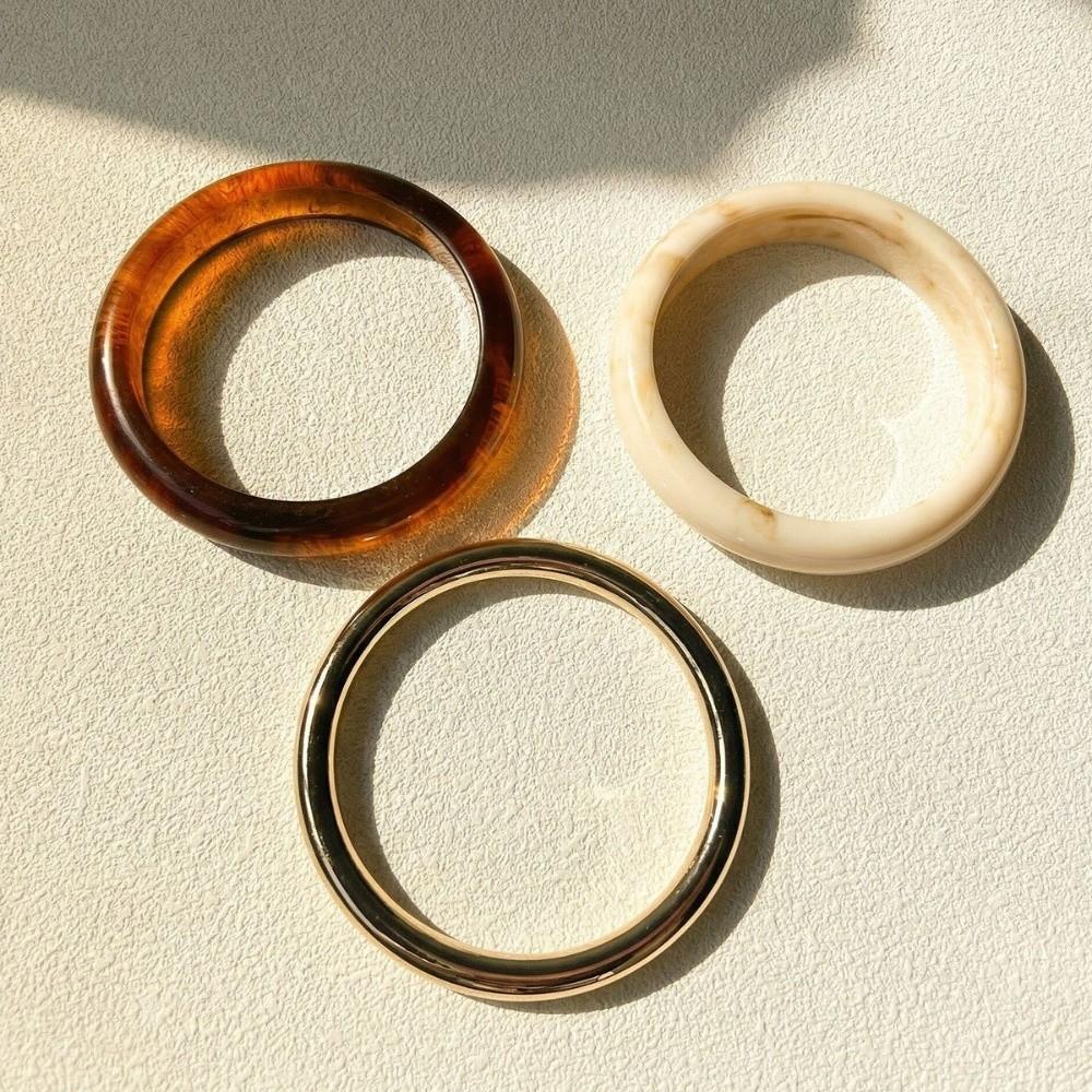 3/4 Pcs Multicolor Round Bangles Smudged Cuff Bracelet Set Vintage Thin Resin Bracelet Set  Gifts