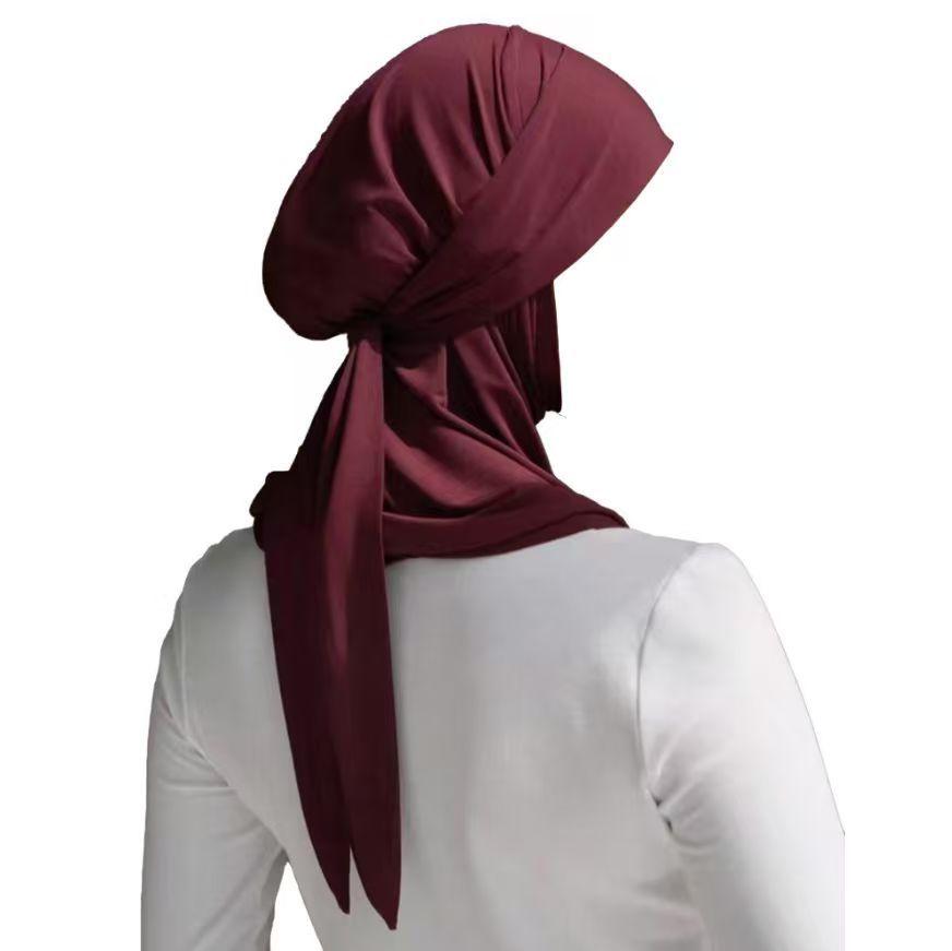 JYL TS DIY New European American Turban Cap Solid Color Floral Muslim Hat