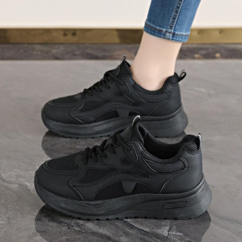 Fashionable Mesh Breathable Sports Shoes, Women'S New Versatile Lace Up Running Shoes, Casual Lightweight Soft Soled White Shoes
