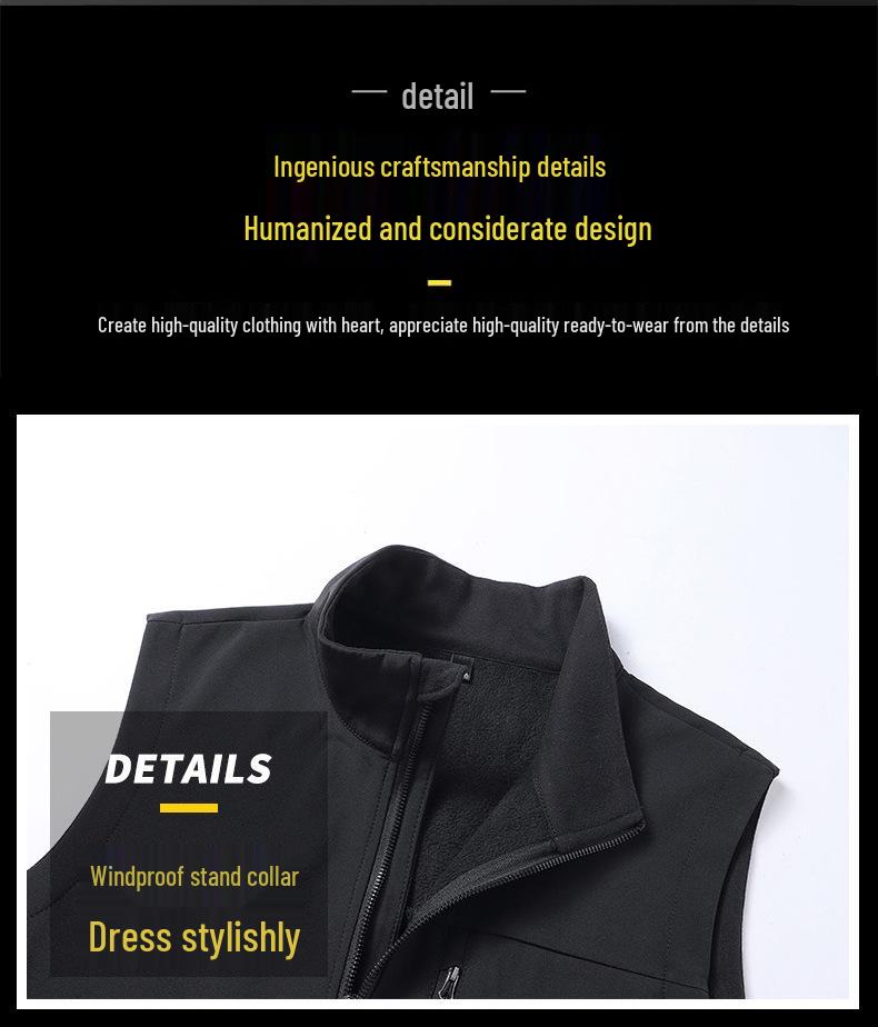 Men's Plus Size Fleece-Lined Soft Shell Sleeveless Vest