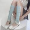 Women Spring Summer Sweet Ruffled Trim Calf Socks Leg Cover Japanese Style Frilly Slouch Socks Thin Middle Tube Stocking