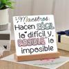 Professores Tornam o Difícil Fácil e o Impossível Possível Placa Impressa Sinal Presente Cerâmica Pôsteres Suporte de Madeira Decoração de Mesa