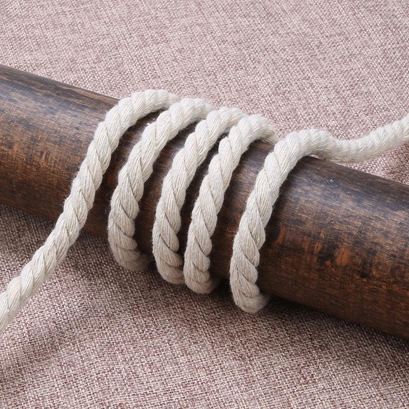 Sturdy Handmade Three-Strand Cotton-Hemp Rope for DIY Projects - Thick White Binding or Air Conditioner Water Pipe
