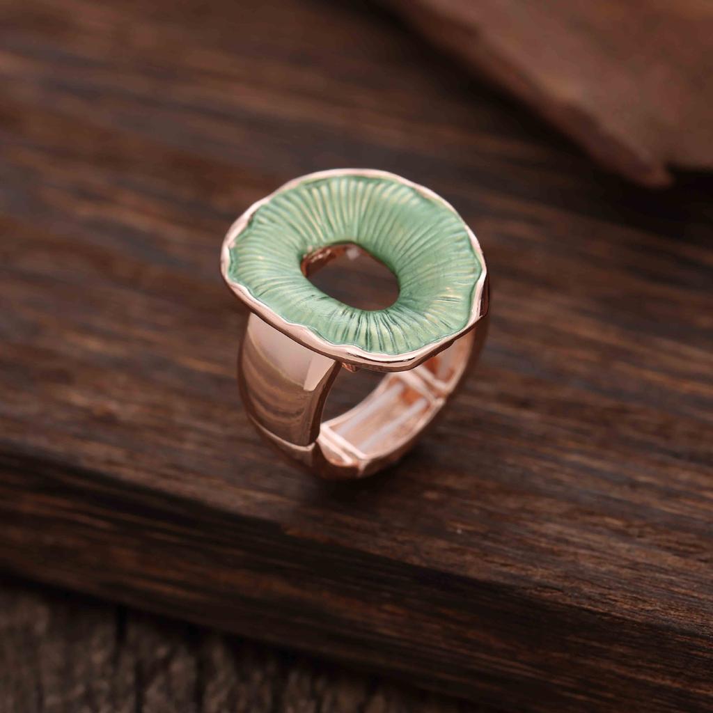 Enamel Geometric Flower Elastic Ring, Women's Fashion High-end Rose Alloy Ring