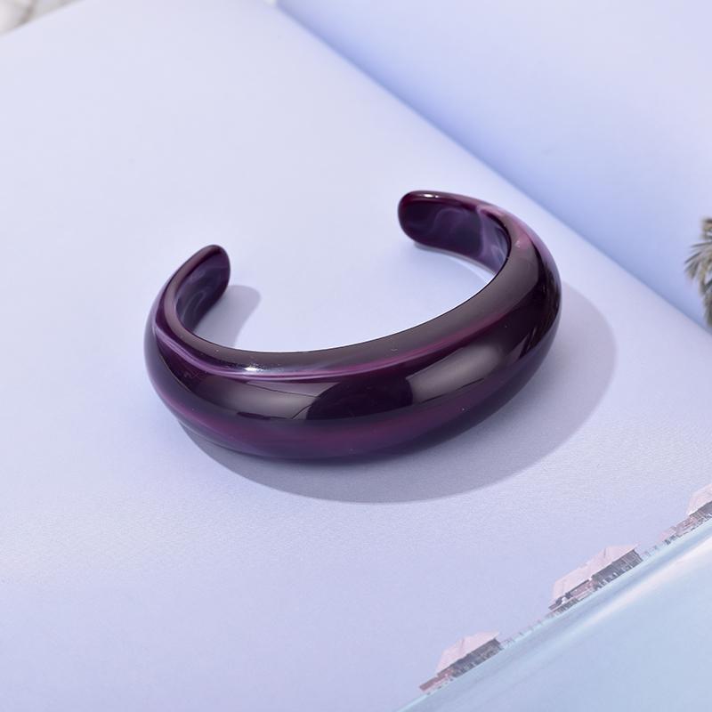 Fashion Exaggerated Opening Acrylic Bracelets for Women Simple Blended Jelly Colored Curved Cuff Bangle Female Jewelry
