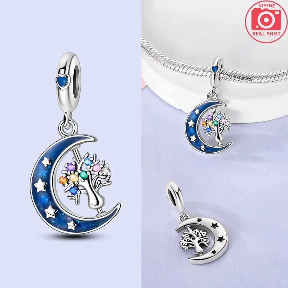 Pendants Woman Original Spirit Star Feather Azure Crescent Owl Metal Charm Beads Fit Bangle Make your own Valentines Gift Accessory Elegant Fashion
