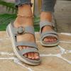 Sandalias de cuña ligeras para mujer, sandalias de verano casuales deportivas, suela gruesa, correa ajustable de velcro, punta abierta, slip-on, calzado cómodo