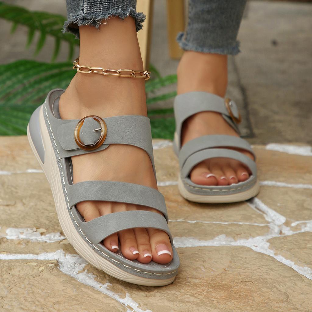 Sandalias de cuña ligeras para mujer, sandalias de verano casuales deportivas, suela gruesa, correa ajustable de velcro, punta abierta, slip-on, calzado cómodo