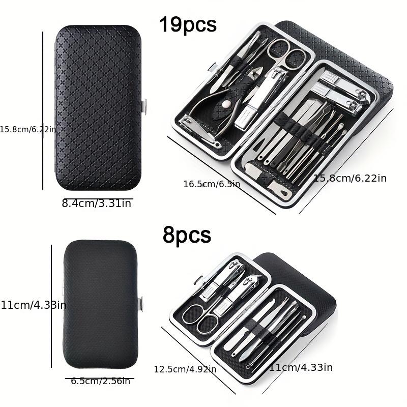 8/19pcs Travel Nail Care Kit, Portable Manicure Set with Pouch, Complete Nail Clipper & File Kit for Toe & Fingernails