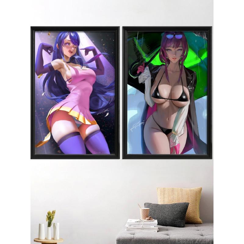 Kafka Raiden Genshin Impact Game Mememe Anime Honkai Impact Sexy Nude Girl Art-Silk-Poster, For Living Room, Custom Prints