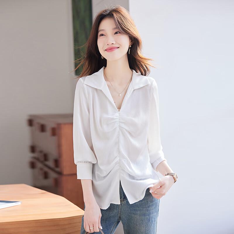 Women's V-Neck Long Sleeve Chiffon Commuter Blouse