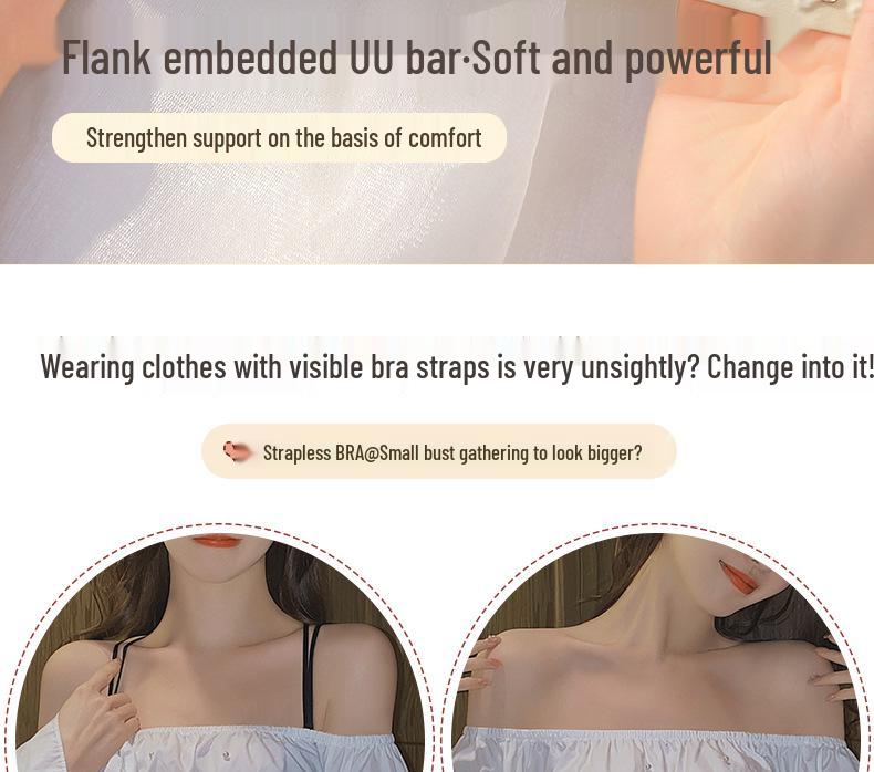 Women's Seamless Push-Up Strapless Bra with Side Support for Small Busts