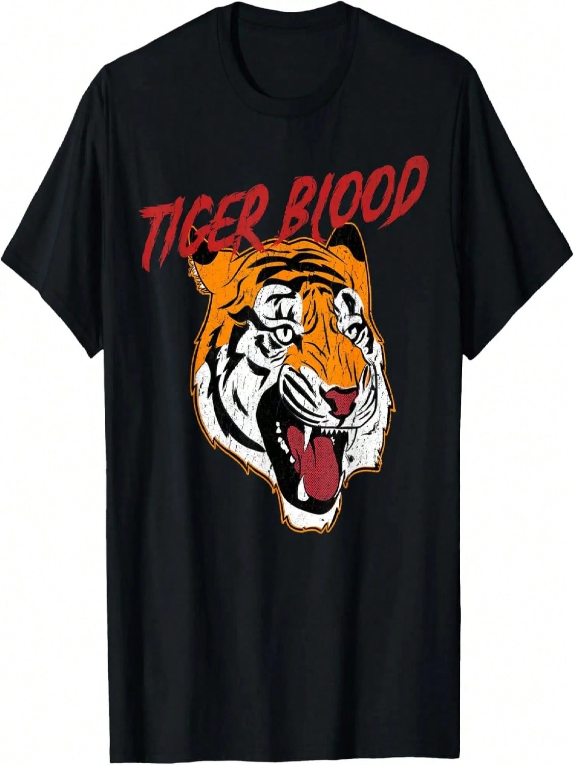 Tiger Blood Distressed Roaring Tiger Graphic T-Shirt S