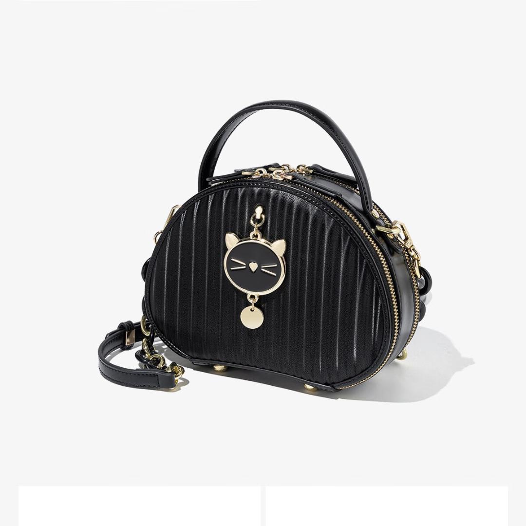 

Маленькая круглая сумка, сумка через плечо на одно плечо, сумка на цепочке для подарка на день рождения его подруги, длина 21 см, ширина 6,5 см, высота 15 см чёрный