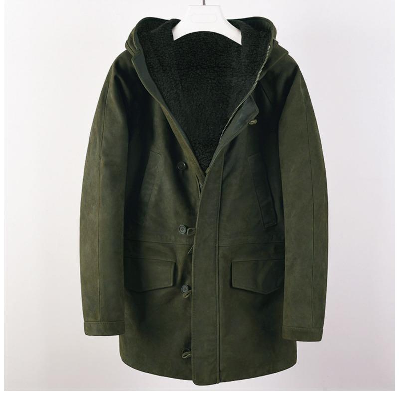 

Новое мужское пальто, утепленная замшевая куртка, осенне-зимнее пальто 4XL зелёный