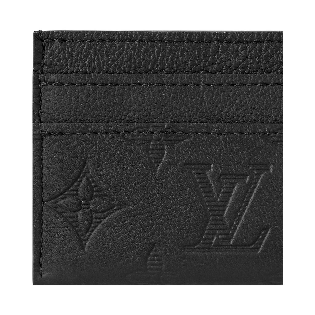 Louis Vuitton Double Card Holder Black Monogram Shadow Calf Leather Men Wallets M81415