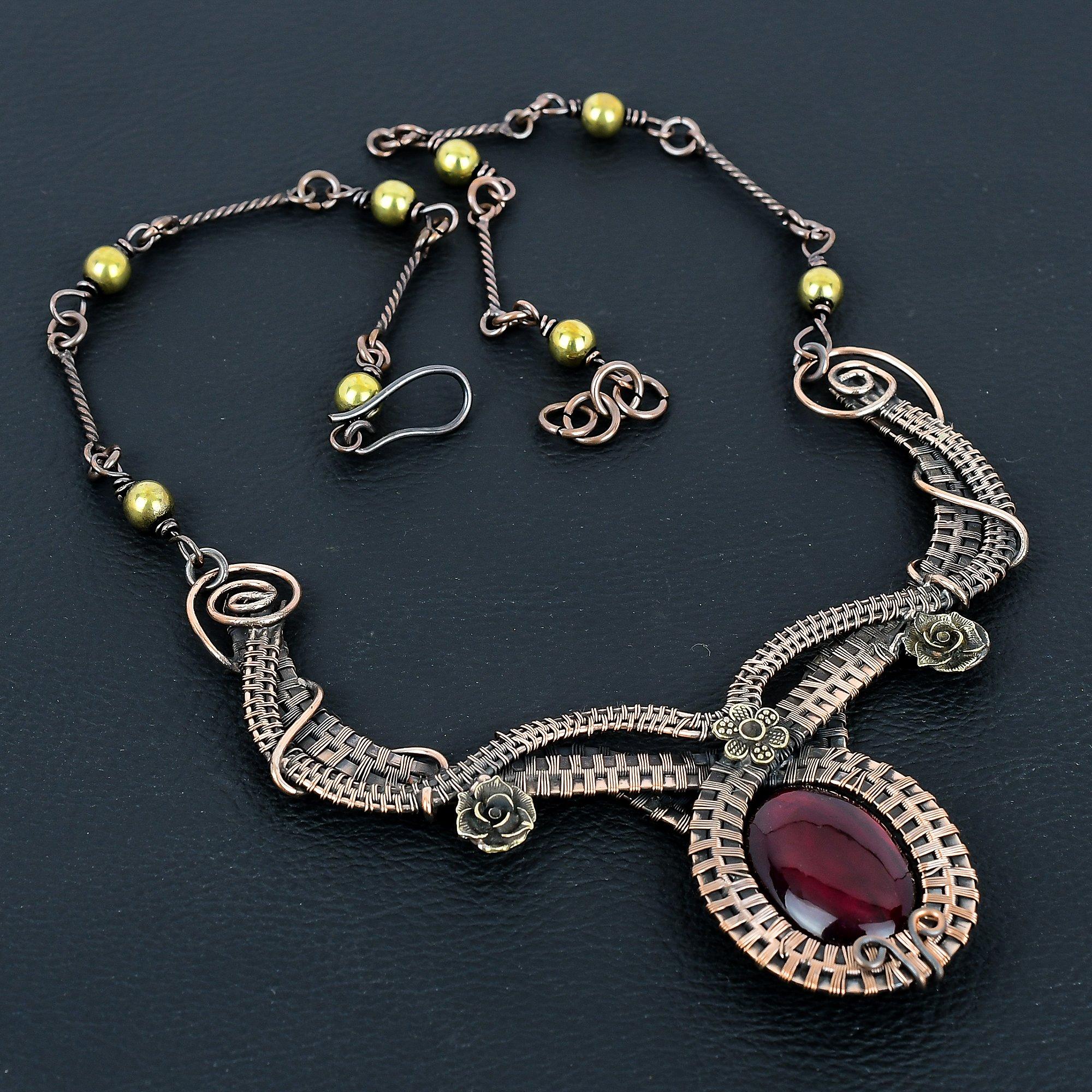 

Ожерелье из красного лабрадорита, украшения, обернутые медной проволокой 999 пробы, ювелирные изделия с драгоценными камнями, ожерелье с регулируемой цепочкой, свадебный подарок ручной работы