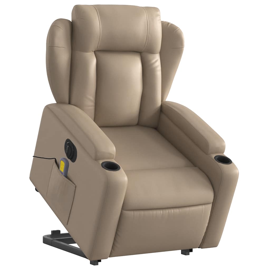 Electric Recliner with Lift Function Cappuccino Faux Leather