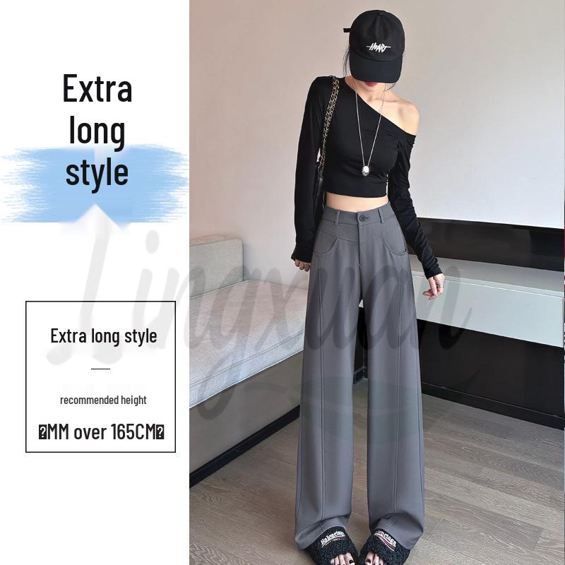 2026 Spring/Autumn New Style High Waist Slim Fit Wide Leg Straight Floor-Length Banana Pants