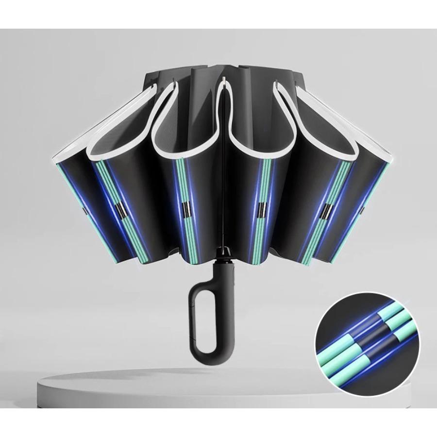 60K Buckle Men Women Umbrella  Fully Automatic Reverse Folding Umbrella with Windproof Reflective Stripe UV Umbrellas
