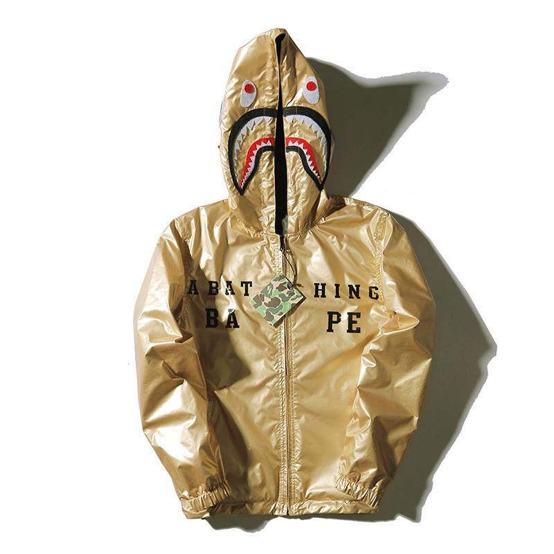 

Print Shark Head Golden Long Sleeved Hooded Coat Fashion Clothes Gifts Style 1,M