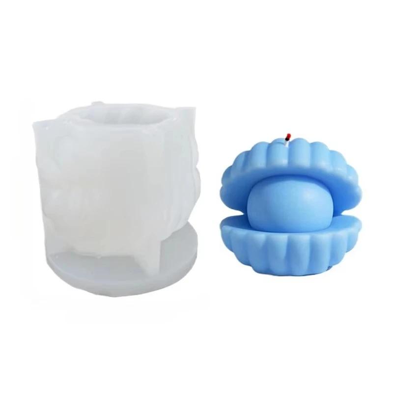 3D Pearl Shell Silicone Candle Mold, DIY Shell-shaped Handicrafts, Gypsum Resin Cement Mold, Soap Chocolate Ice Cube Making Tool