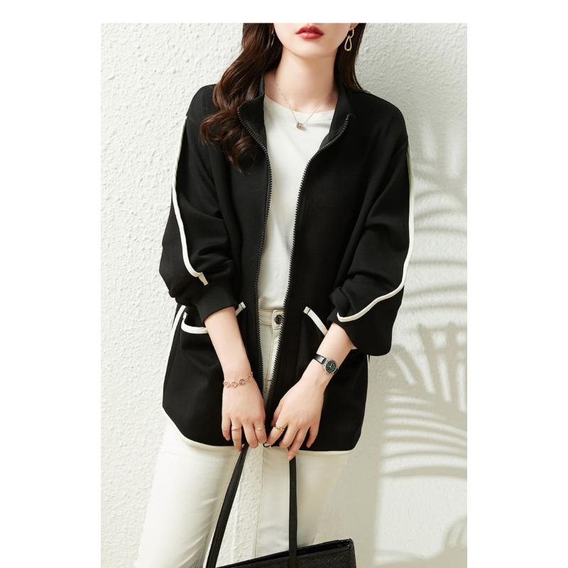 

Large Size Cardigan Sweatshirt Women s Top New Loose Fashionable Casual Thin Jacket M чёрный