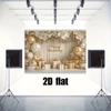 2D White Gold Floral Birthday Backdrop Home Party Celebration Photo Background