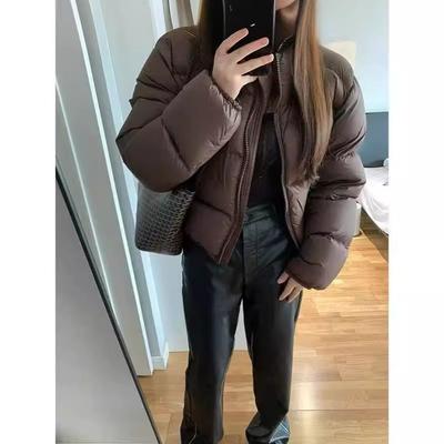 Women's Plus Size Autumn Winter Solid Color Padded and Thickened Outerwear Warm Short Lapel Loose Comfortable Zip Paragraph Bread Clothing Outerwear