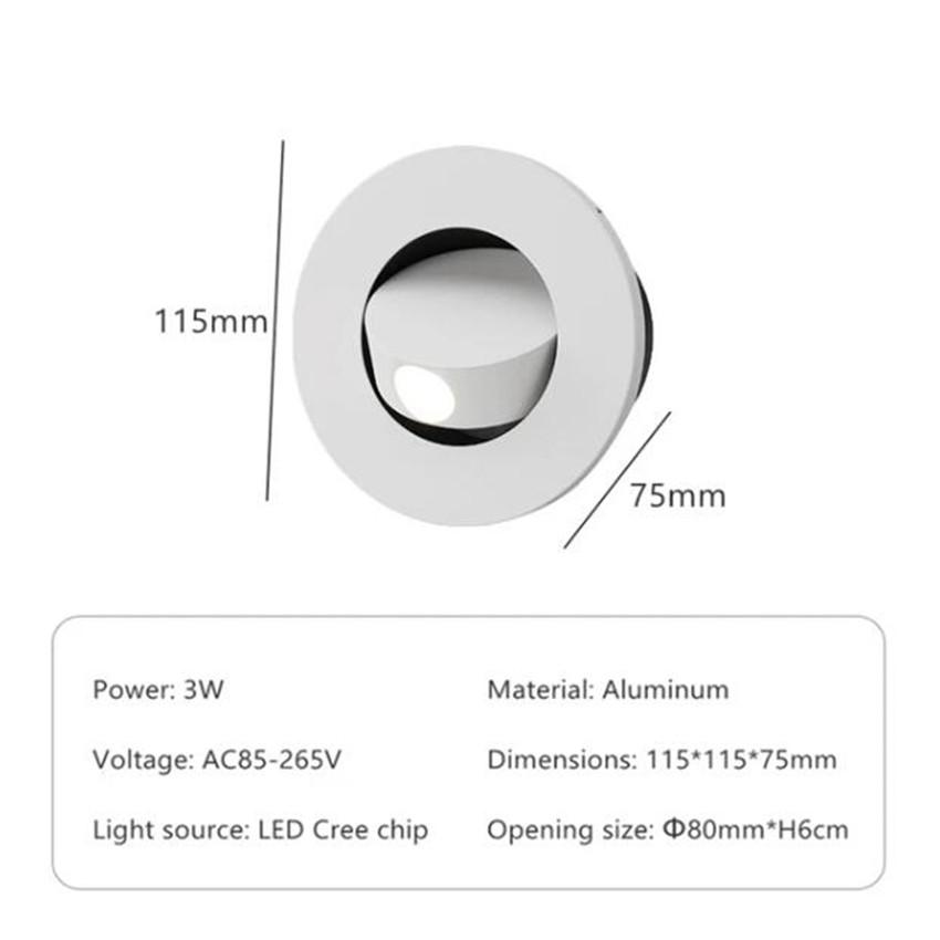 Embedded LED Wall Lamp, 360 Degree Rotation, Adjustable Angle, Hidden Recessed, Bedside Light, Folding Switch, Aisle Stair Sconc
