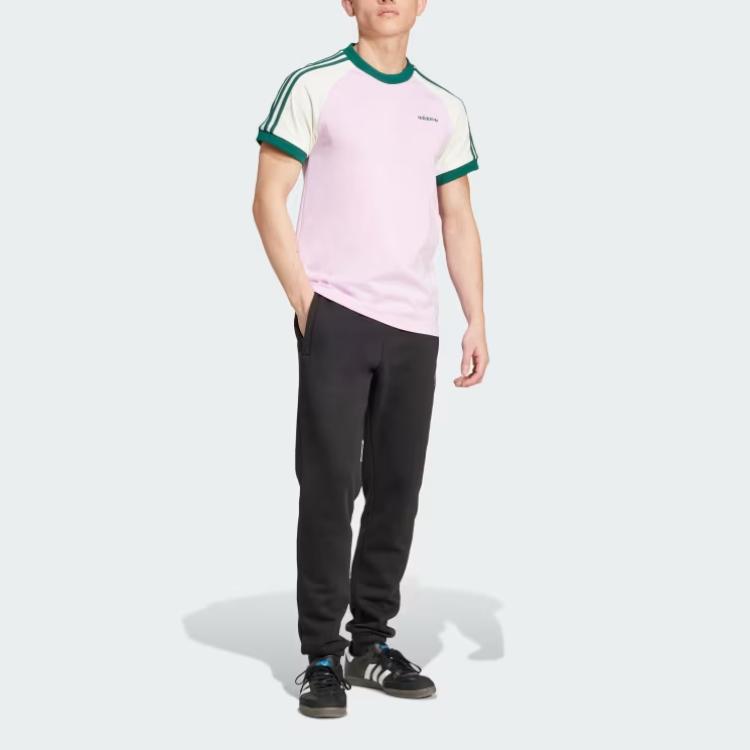 Adidas Logo Outdoor Casual Sports Crew Neck Pullover Short Sleeve T-Shirt Men Tops Light-Purple JC6513