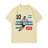 Men's 100% Cotton Crew Neck Short Sleeve T-Shirt, Argentina Soccer No.10 Lionel Messi Print Casual Sport Tee for Fans Daily Wear