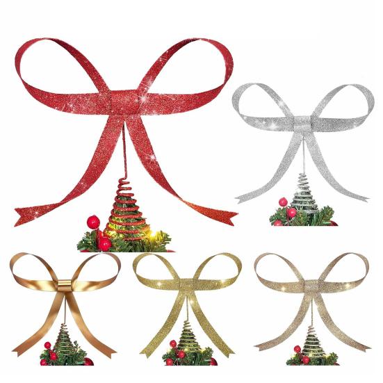 Glitter Metallbåge Trädtopp Stor Champagne/Guld/Silver/Röd Båge Julgransdekoration för Högtidsfest Butik Kontor Heminredning