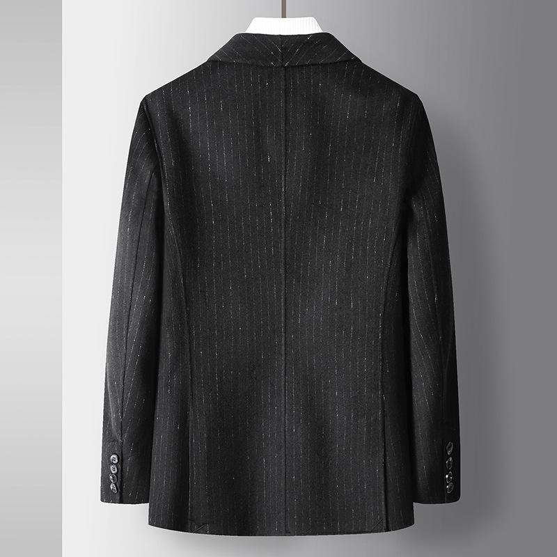 Autumn and Winter Slim-fit Striped Handmade Double-sided Woolen Business Suit Middle-aged and Young Jacket
