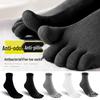 Men's Black Mid-Calf Five-Toe Socks: Summer Thin, Antibacterial, Odor-Resistant, Moisture-Wicking, Perfect for Sports and Business.