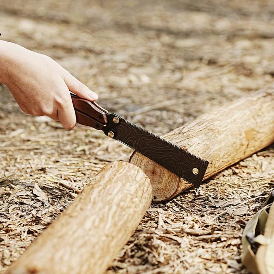 Folding Hand Saw with Wooden Handle Sharp Blade Double-Sided Teeth Portable Lightweight