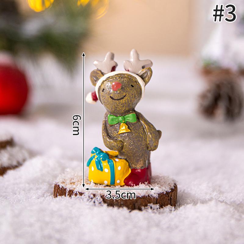 Miniature Santa Claus Elk Snowman Cute Animal Resin Micro Christmas Tree Ornaments Desktop Decoration Crafts Xmas Gifts