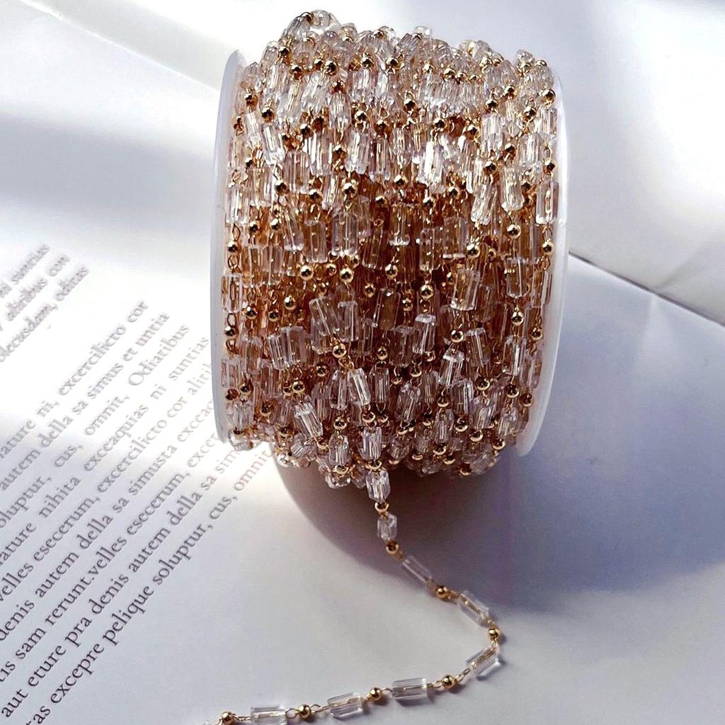 1Meter KC Gold Cuboid Cube Beads Chains Bohemian Necklace Chain for Choker Bracelets Handmade Jewelry Making DIY Accessories