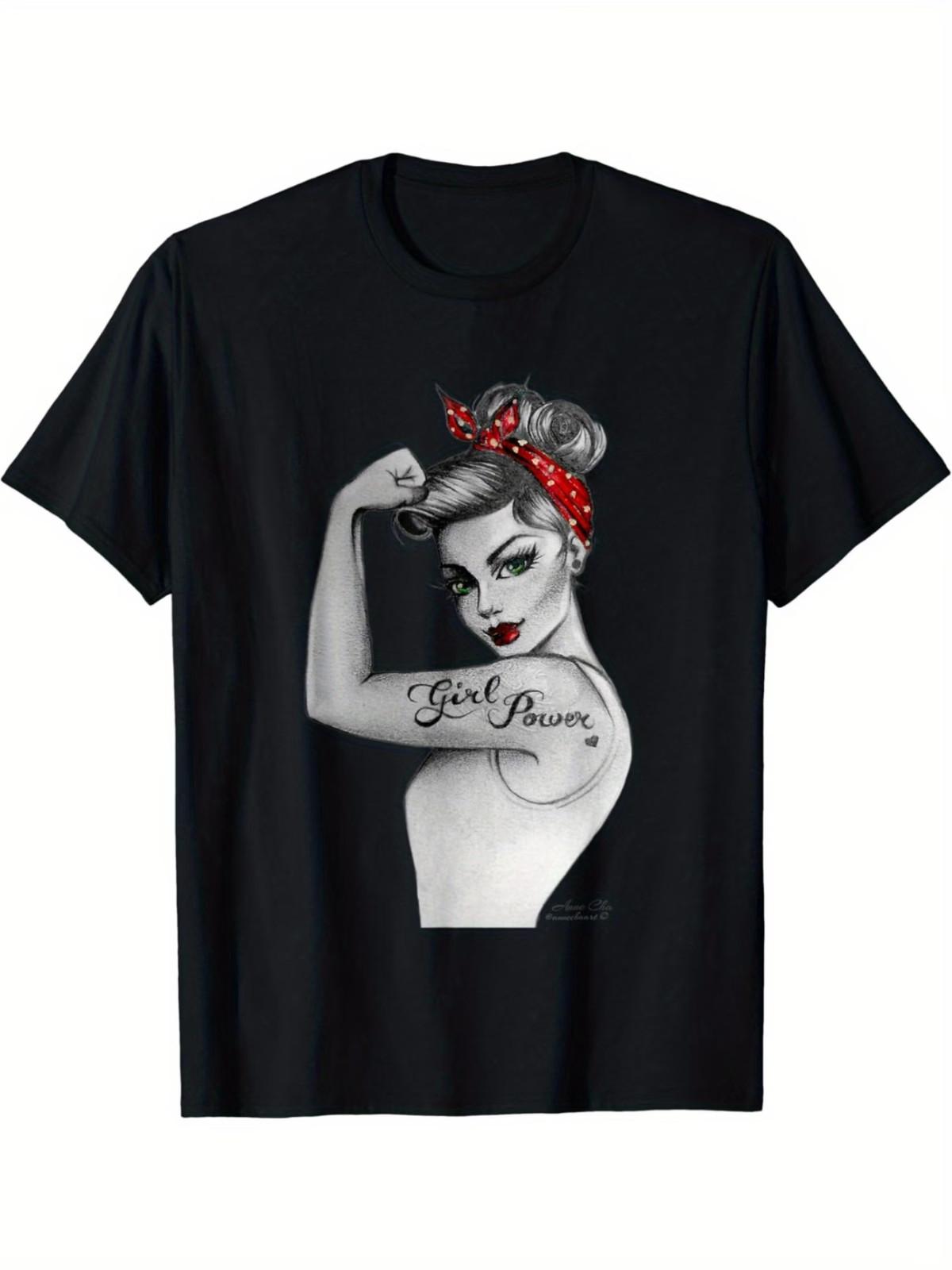 Power Modern Rosie Pin up Retro Art by Anne Cha Womens T-Shirt S разноцветный