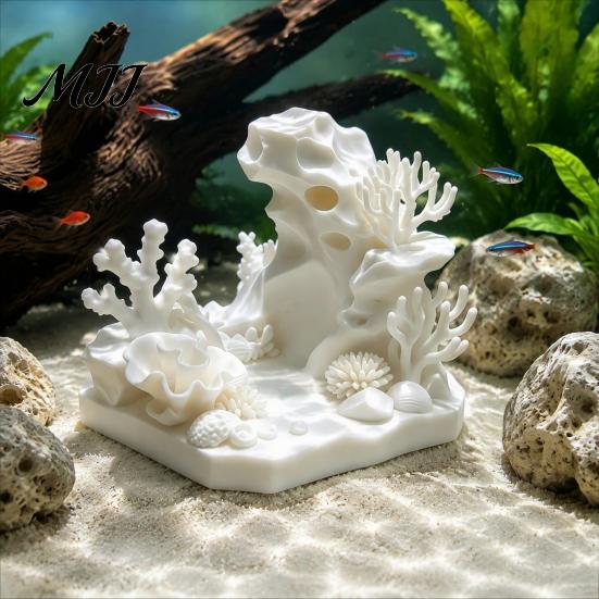 Small Fish Tank Ornament 3D Printed Coral Cave Aquarium Decoration for Shrimp, Aquatic Habitat Hideout, Realistic Hollow Hiding Resting