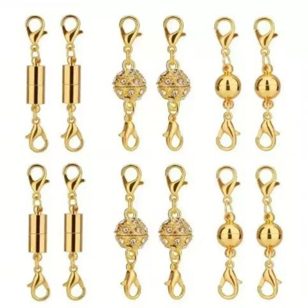 12pcs New Gold & Silver Magnet Connector Clasp Lobster Clasp DIY Jewelry Clasps Couple Magnetic Jewelry Extender Bracelets