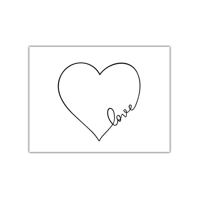 Pink Sweet Flowers Butterfly Love Kissing Line Abstract Canvas Painting Posters Prints Nordic Wall Art Pictures for Home Decor