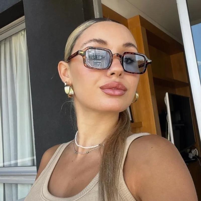 Protective Glasses 3set Fashion Small Square Sunglasses Female Vintage Colorful Shades Men Leopard Blue Rivets UV400 Sun Glasses