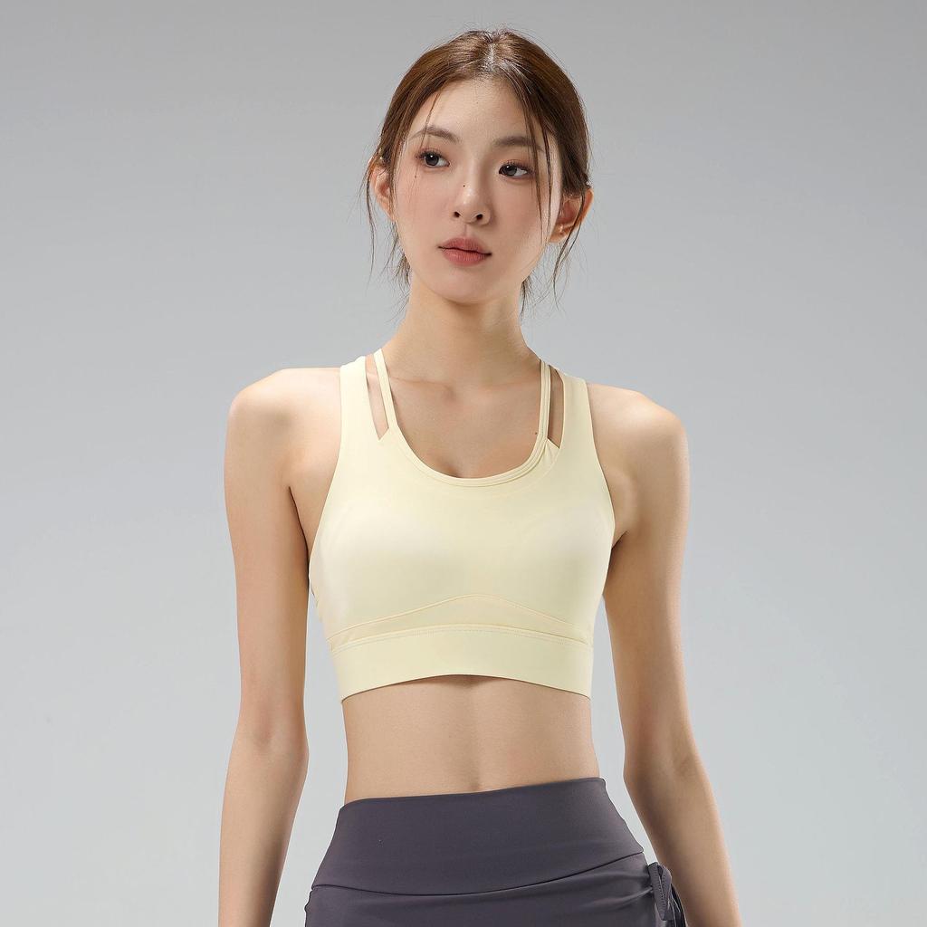Women's High-Intensity Shockproof Workout Bra - Skin-Friendly, Beautiful Back Design for Pilates, Running, and Yoga.