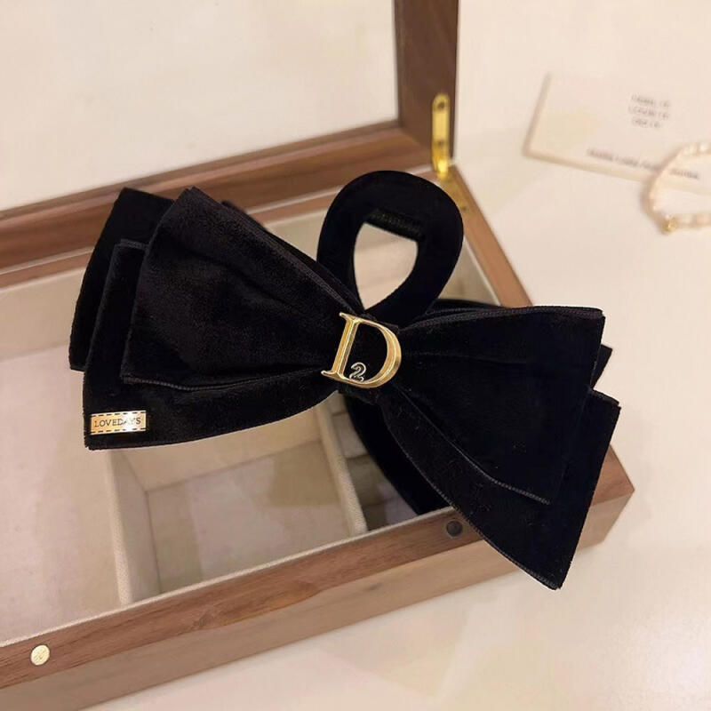 Ailae Double Ribbon All Velvet King Ribbon Hair Clip King Hair Clip