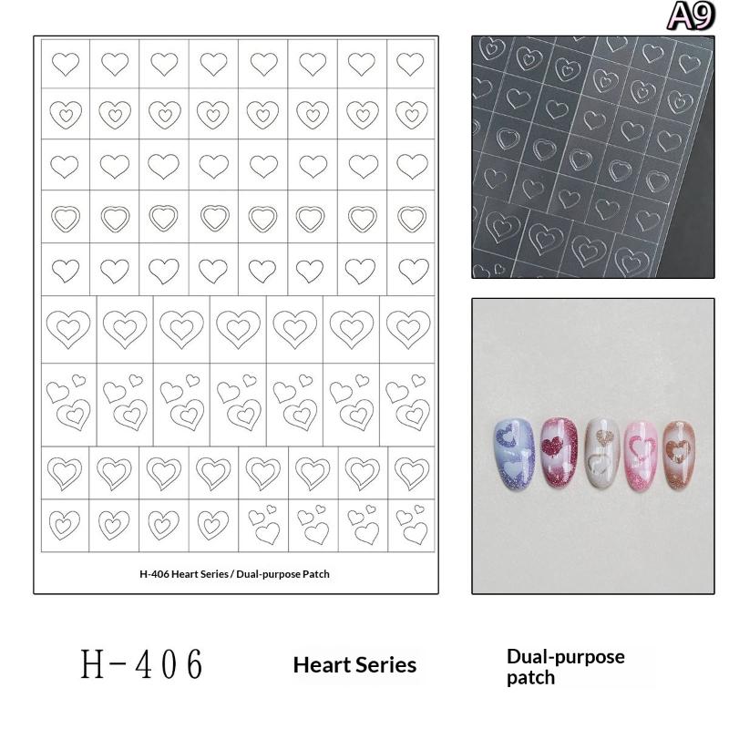 New Year Horse Fireworks Pattern Hollow Out Nail Art Stickers Colorful Nail Charm Template Stamp Manicure Decals Decoration