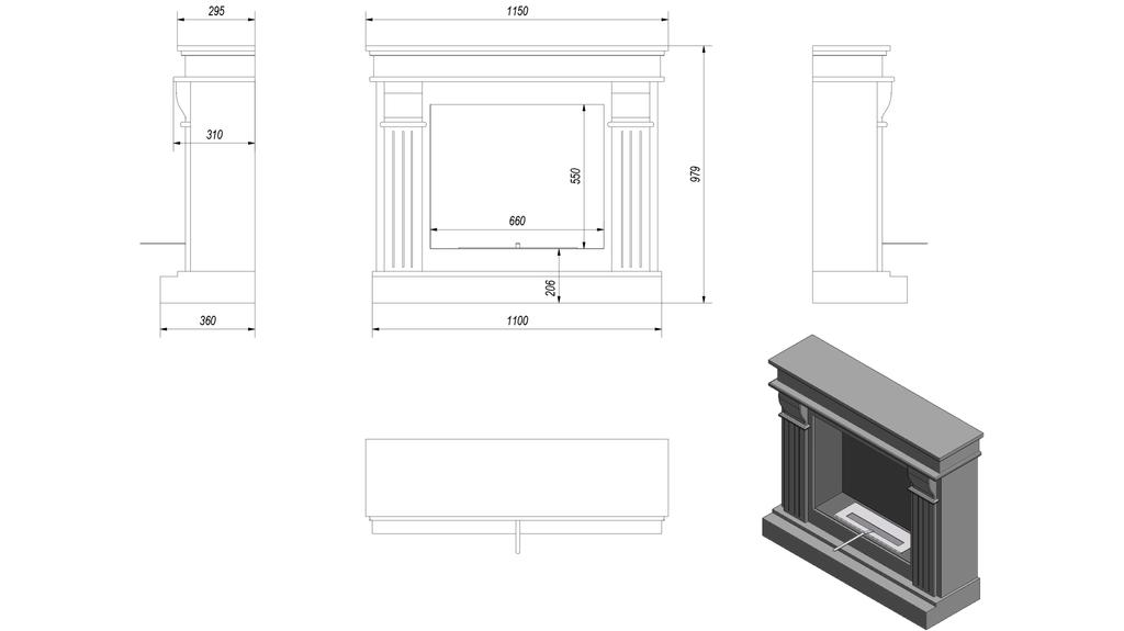 Portal Bioethanol Fireplace AUGUST TÜV White
